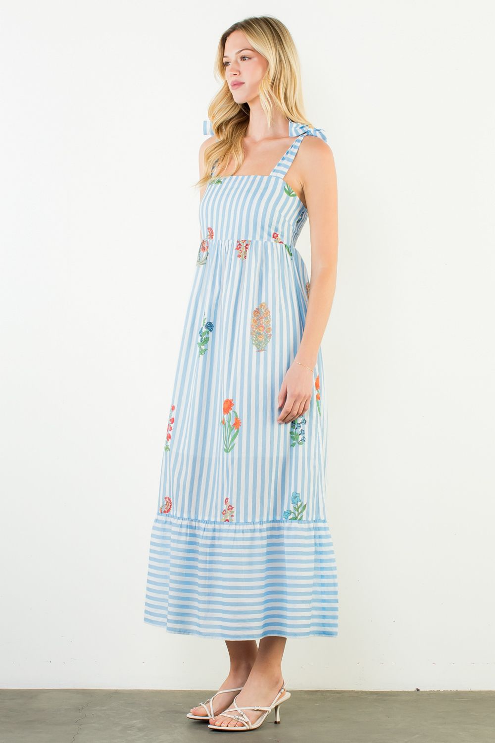 Elisa Striped Floral Maxi Dress