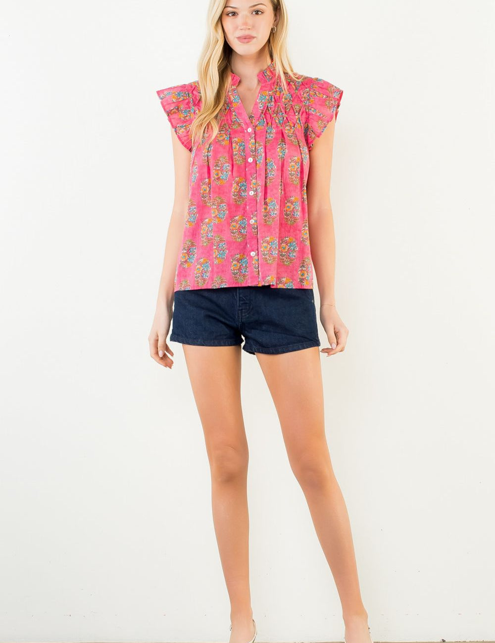 Esme Flutter Sleeve Coral Top