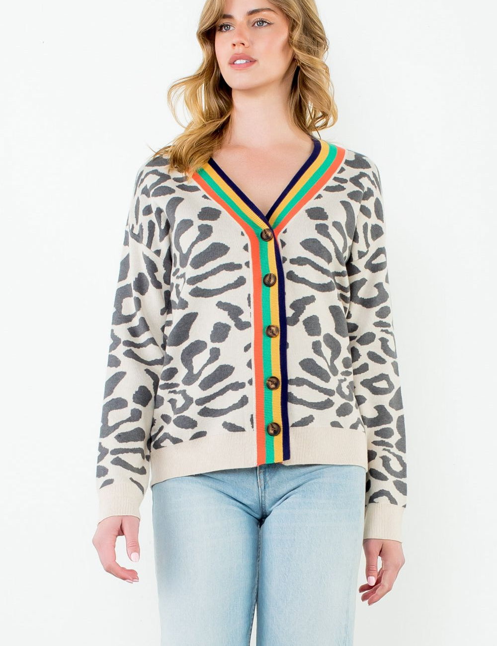 The Vivienne Cardigan – Button Front Animal Print - FINAL SALE