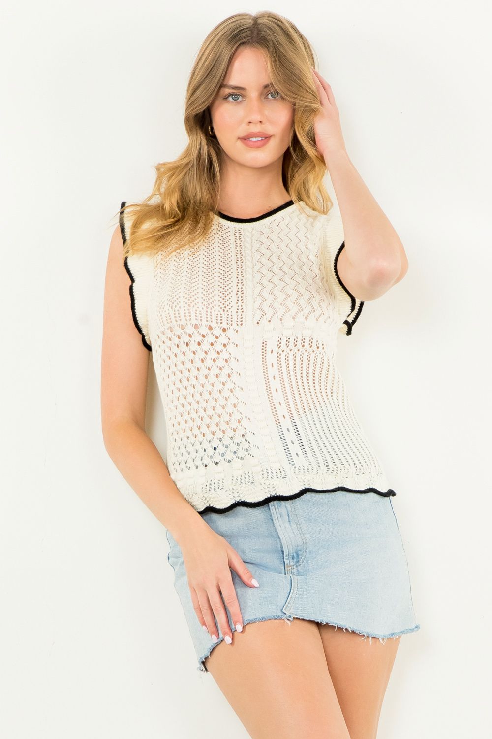 Flutter Sleeve Knit Top by THML