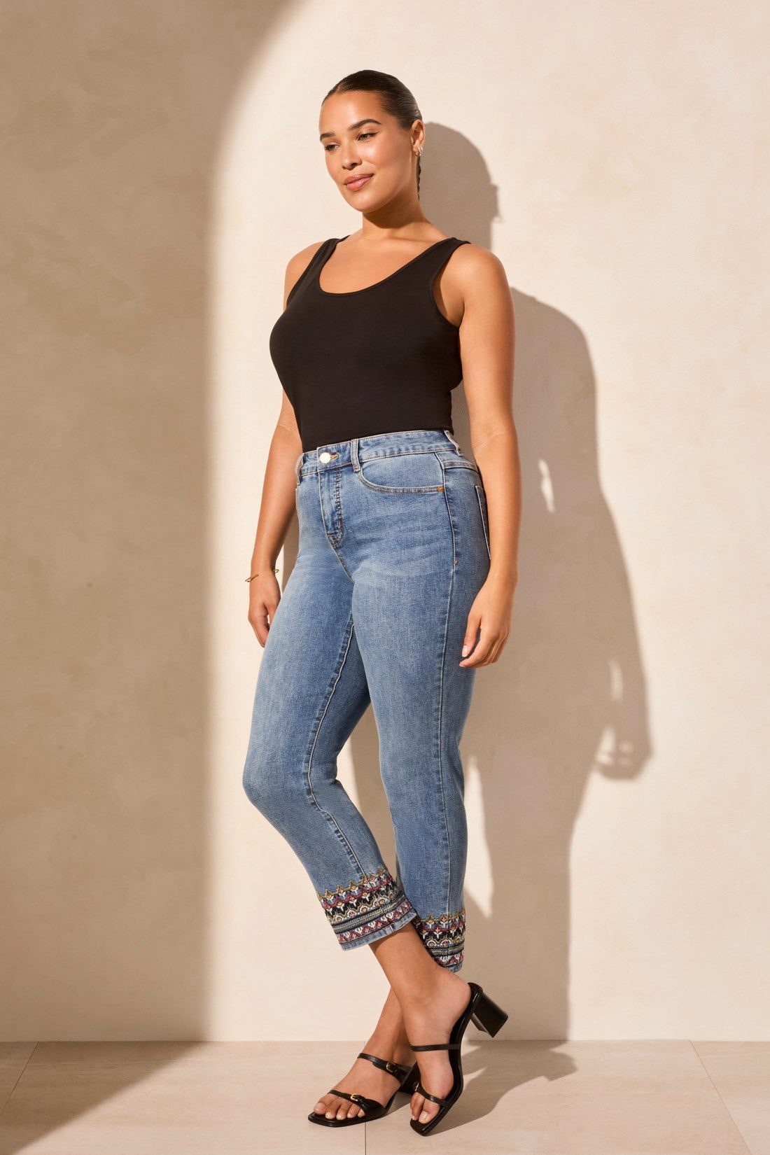 Audrey Embroidered Crop Jeans