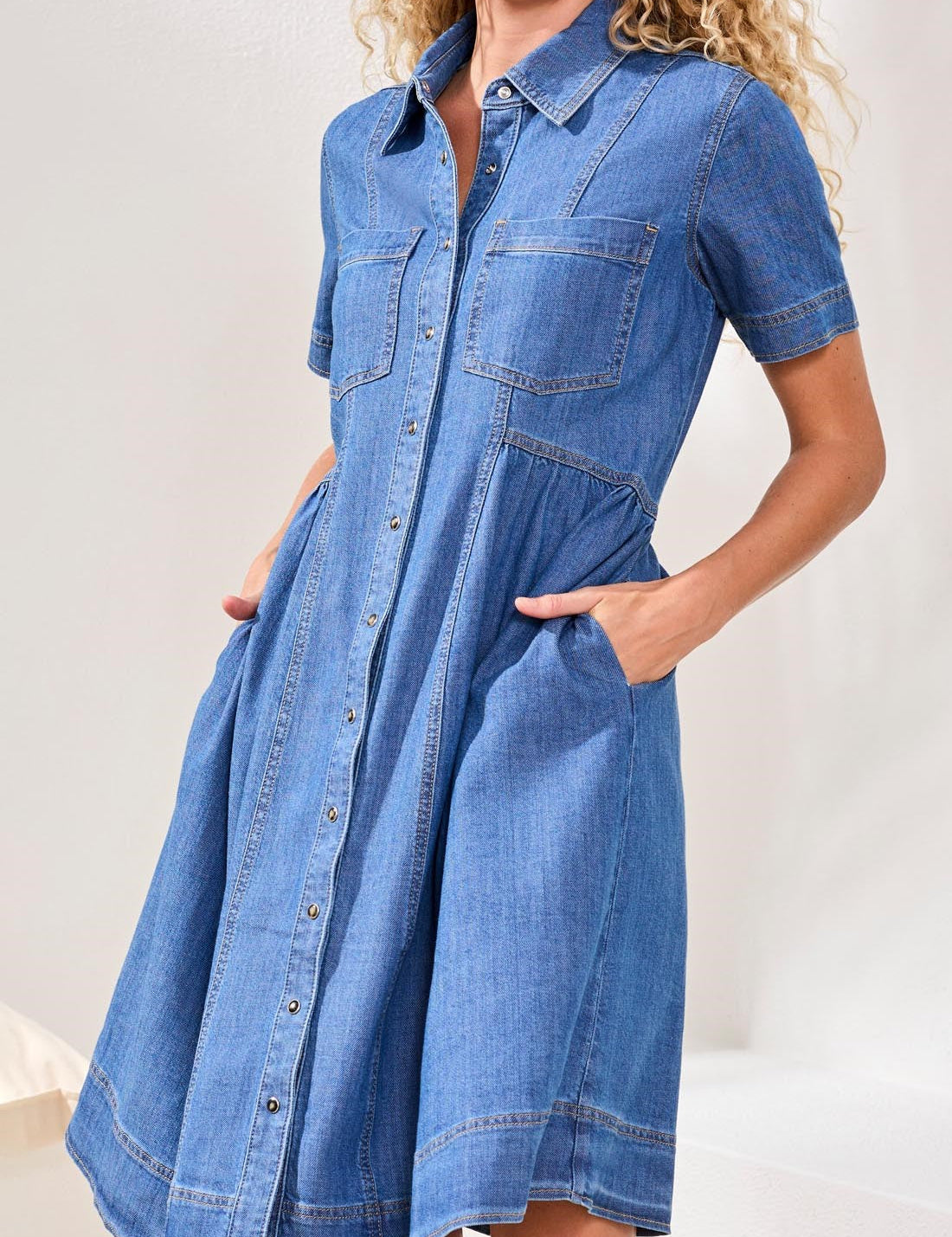 Button Down Flowy Denim Dress