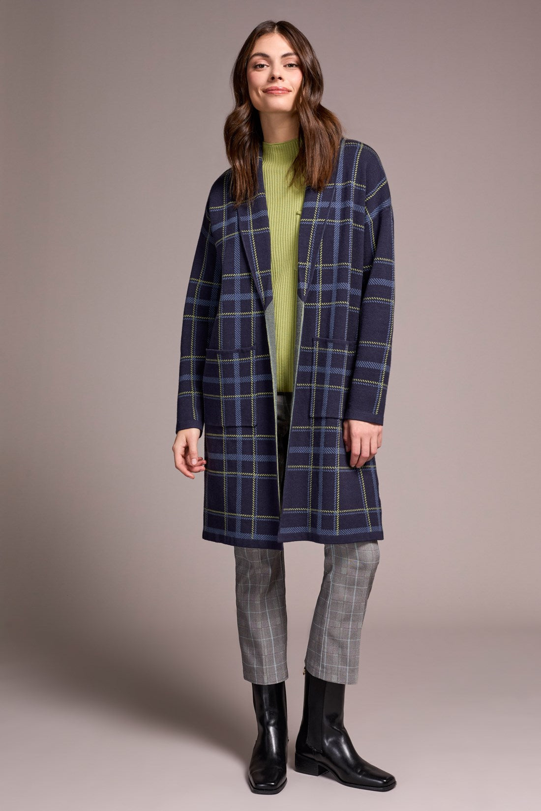 Double Knit Plaid Coatigan
