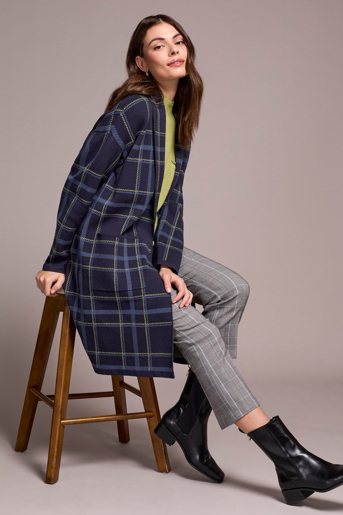 Double Knit Plaid Coatigan