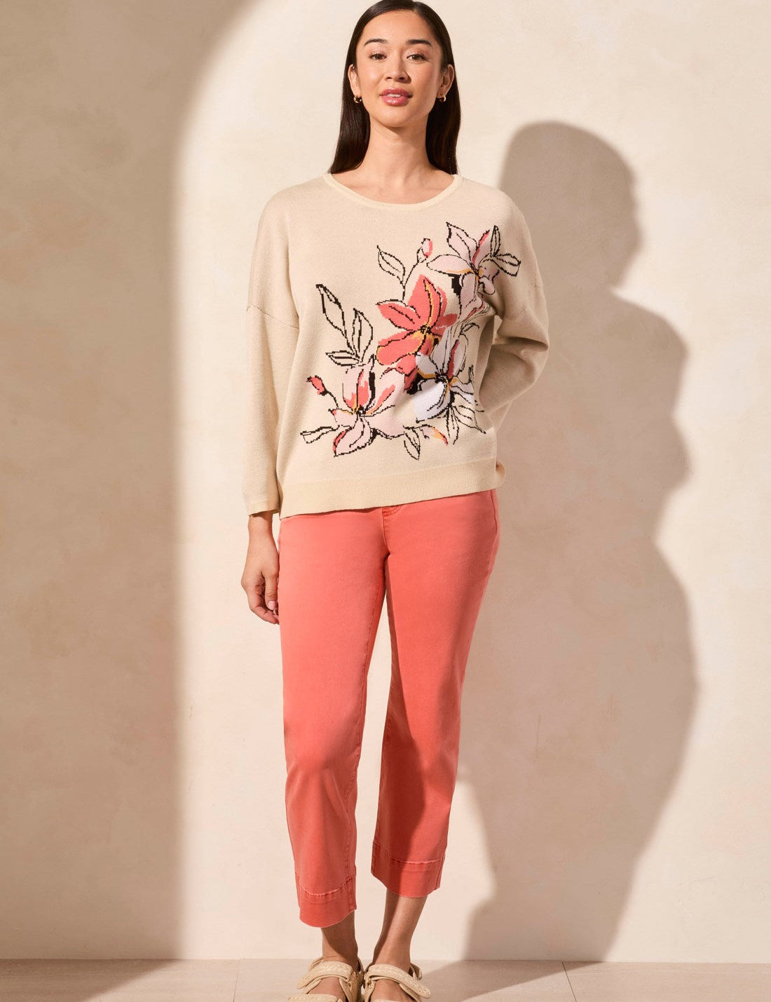 Floral 3/4 Sleeve Sweater - FINAL SALE