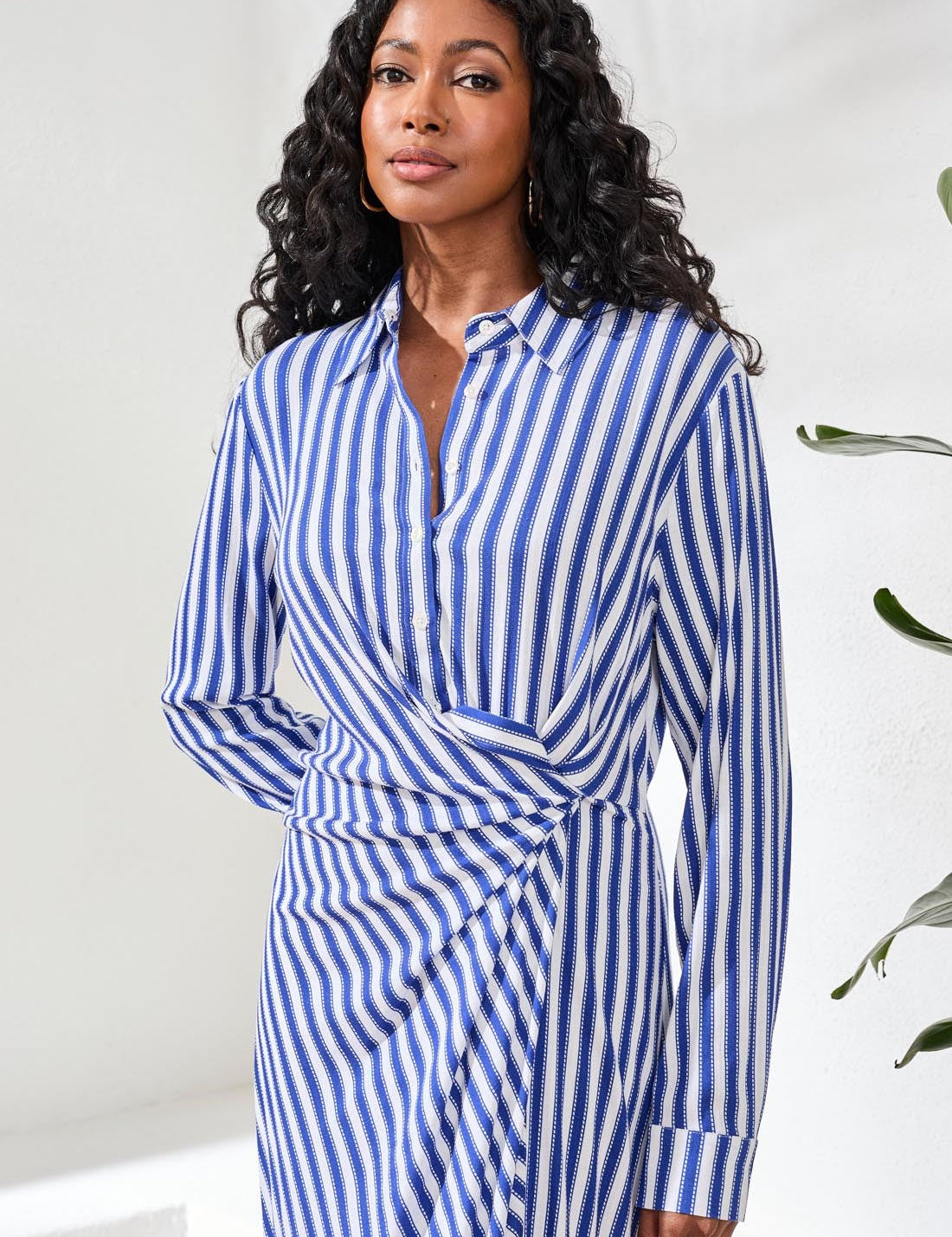 Long Sleeve Faux Wrap Dress