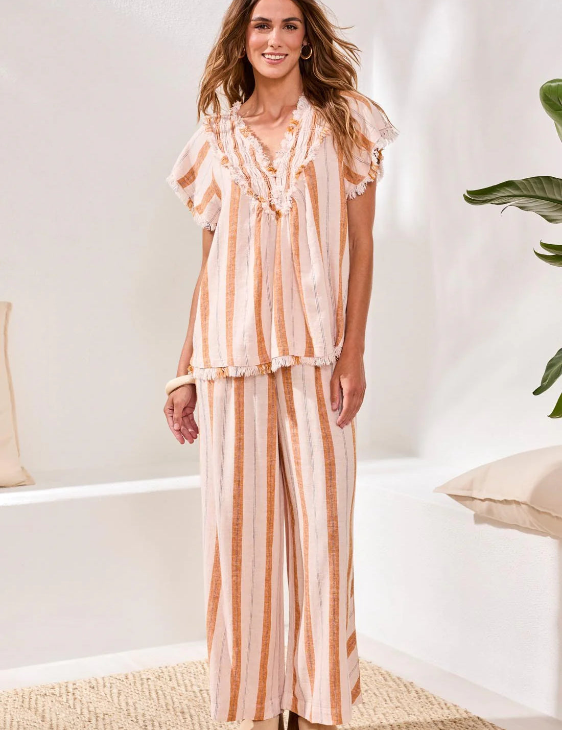 Sahara Linen Smocked Top