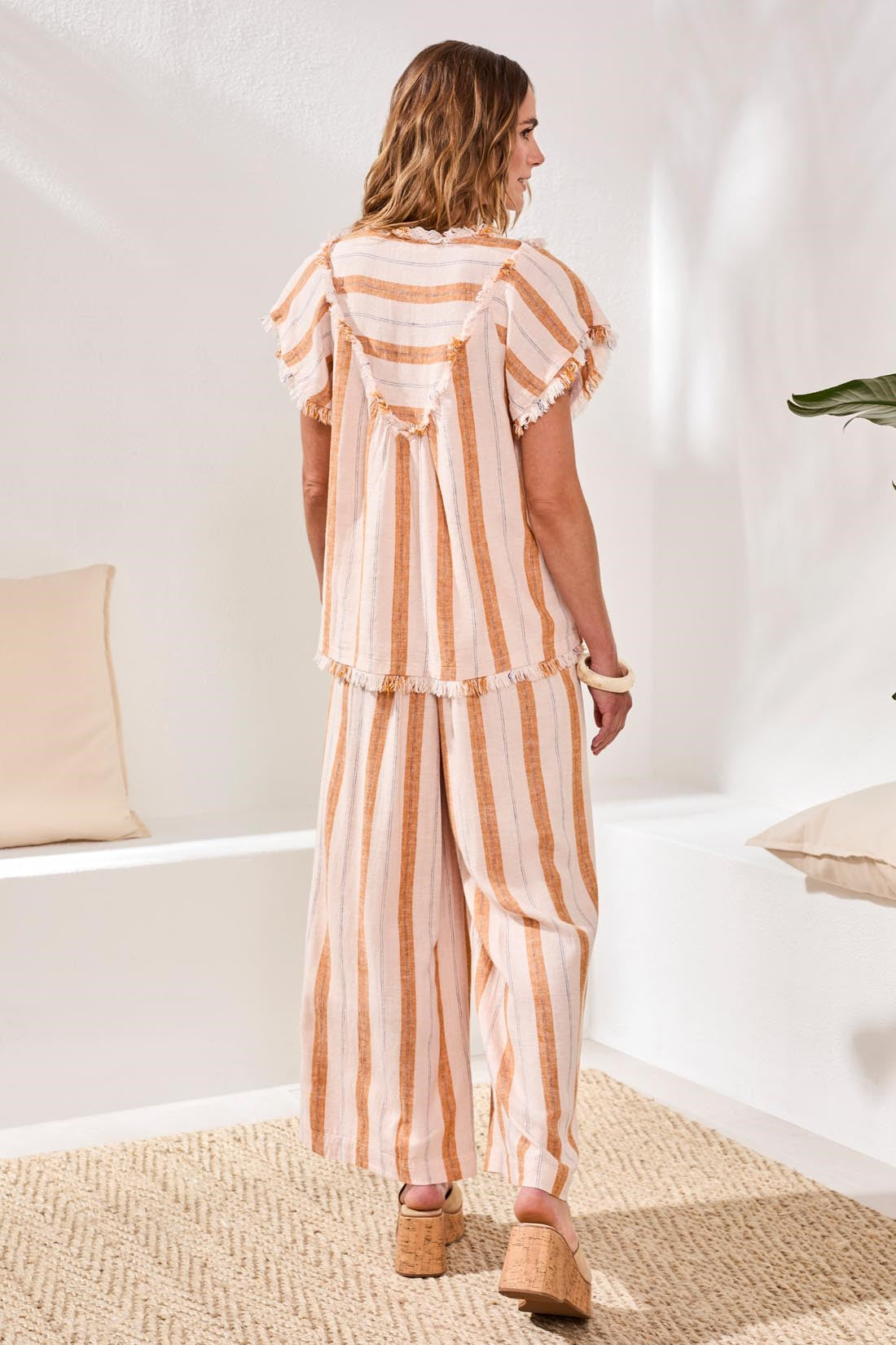 Layla Textured Linen V-Neck Top