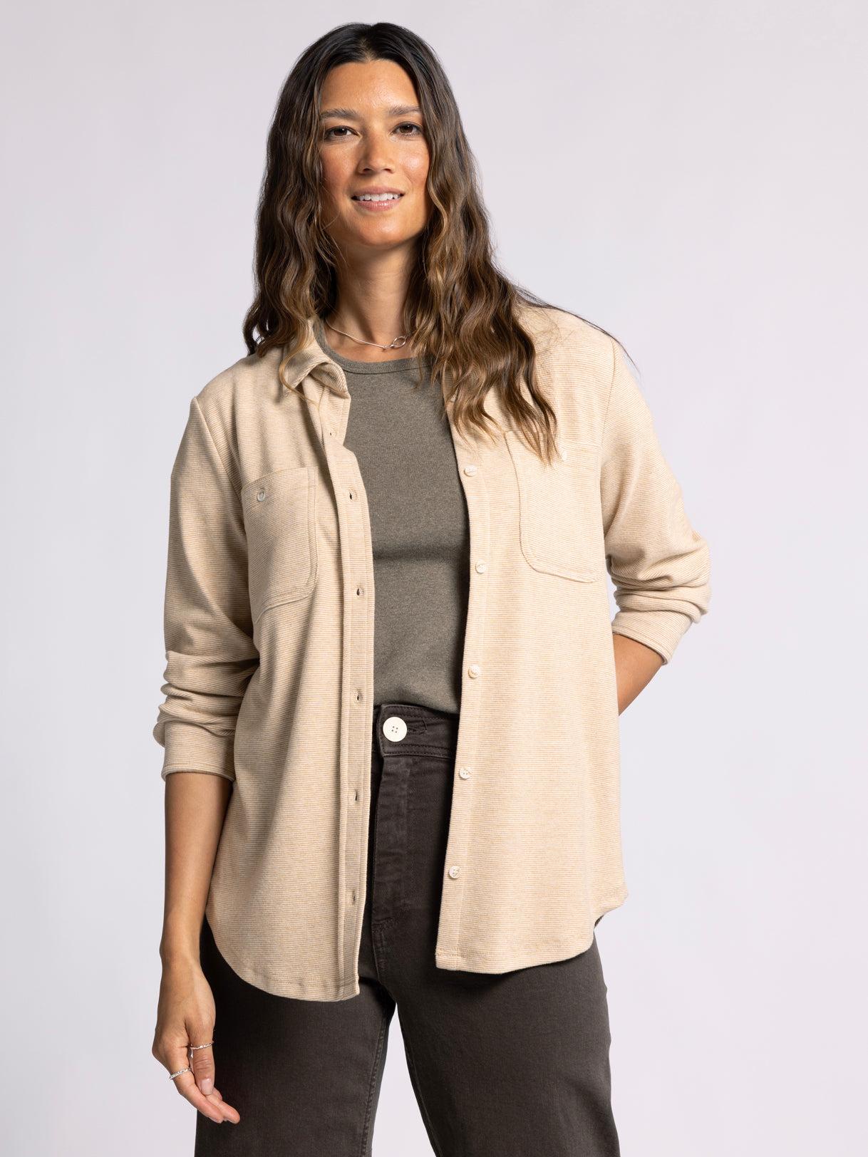 Lewis Shirt in Coffee Stripe