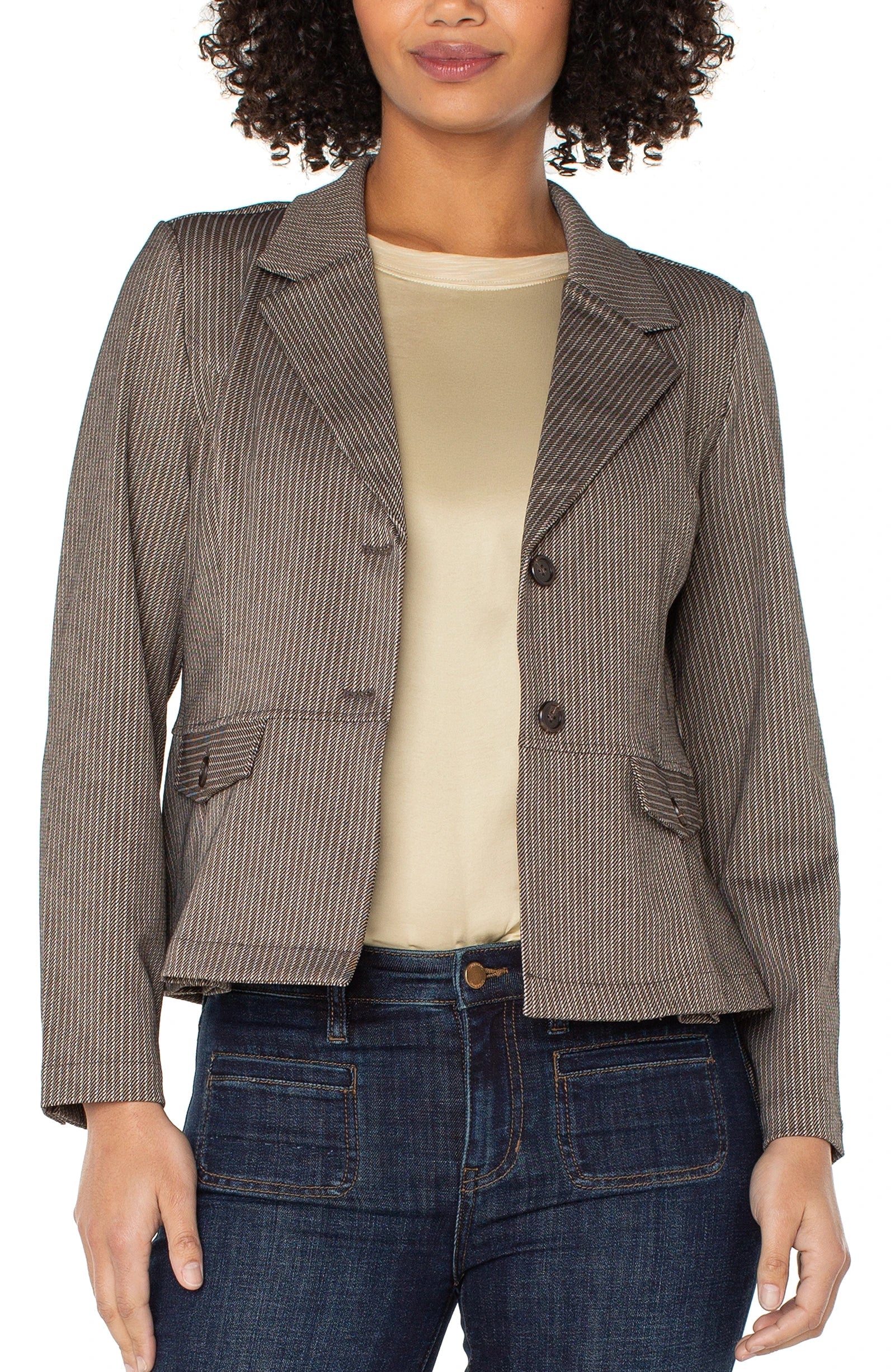 Camel Peplum Blazer by Liverpool