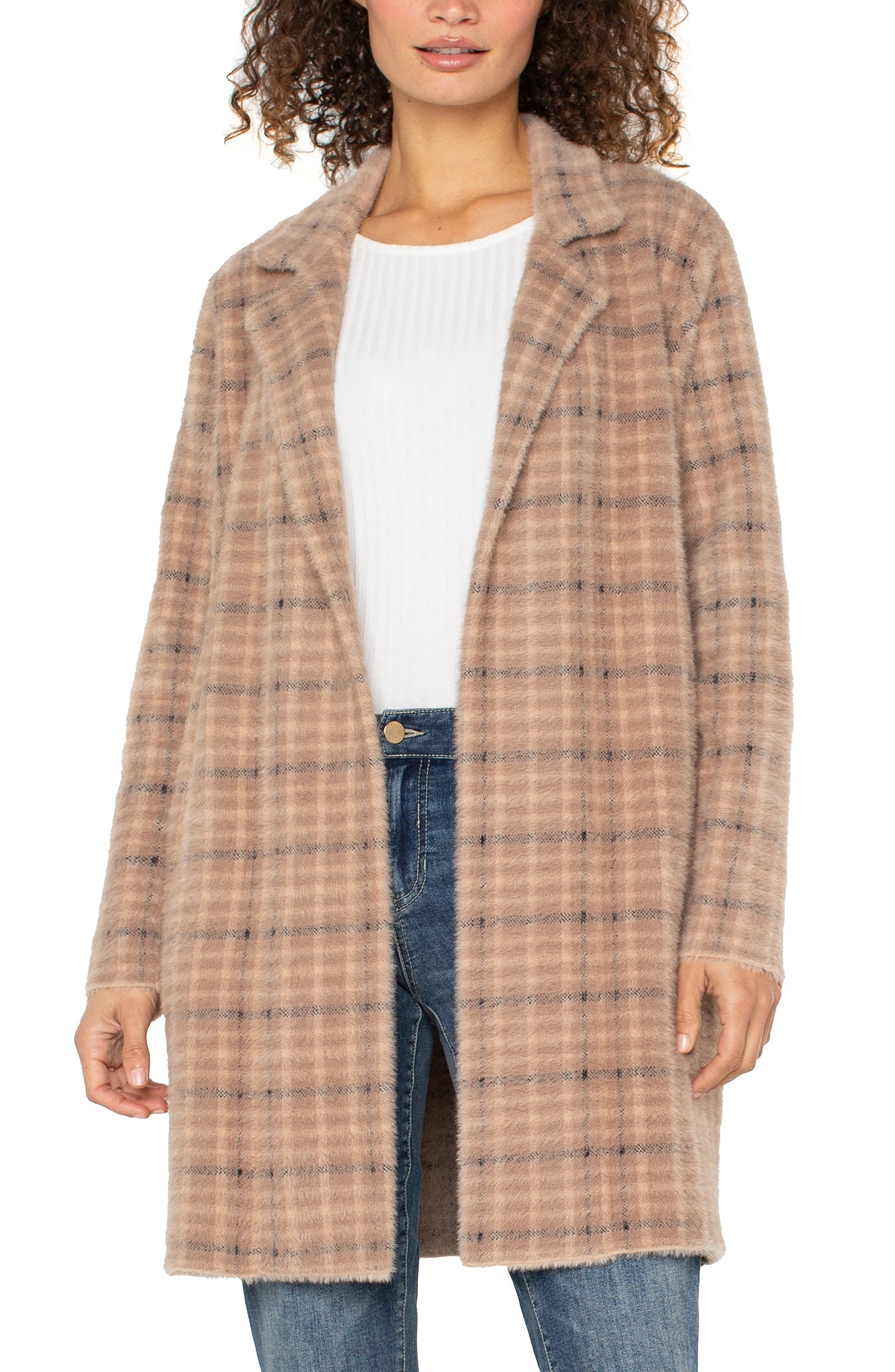 Paige Caramel Plaid Coatigan