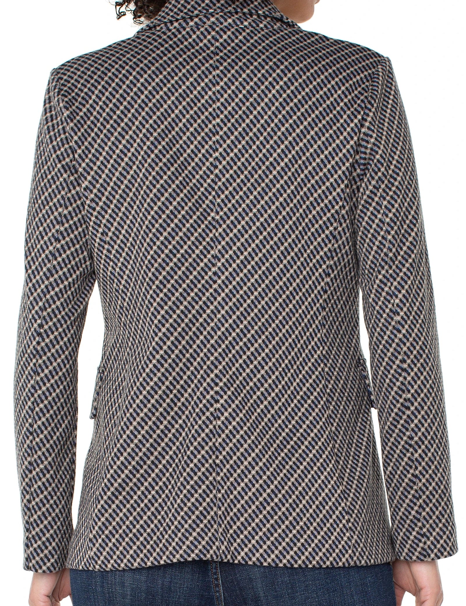 Double Breasted Blazer in Navy Check - FINAL SALE