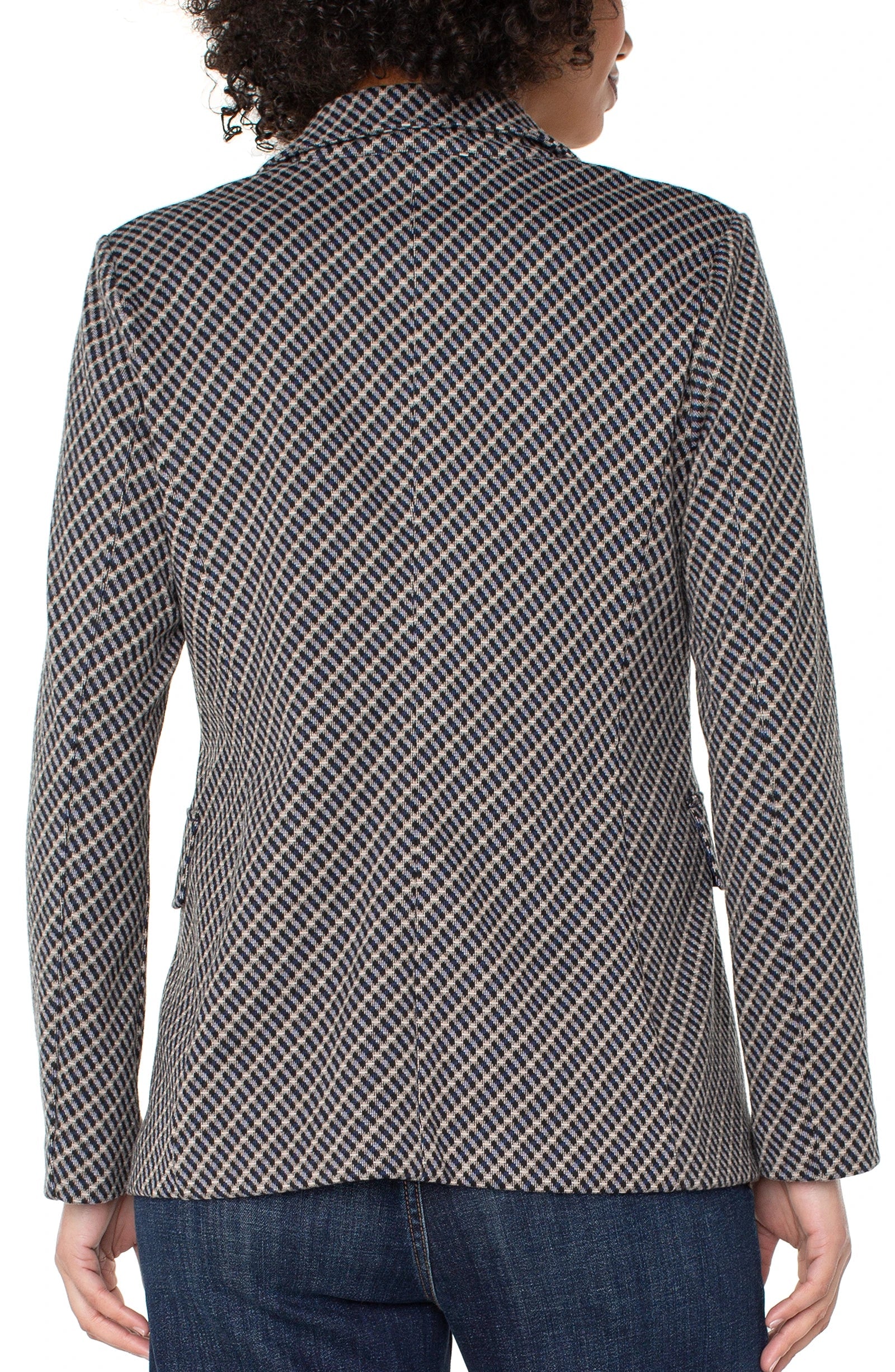 Double Breasted Blazer in Navy Check