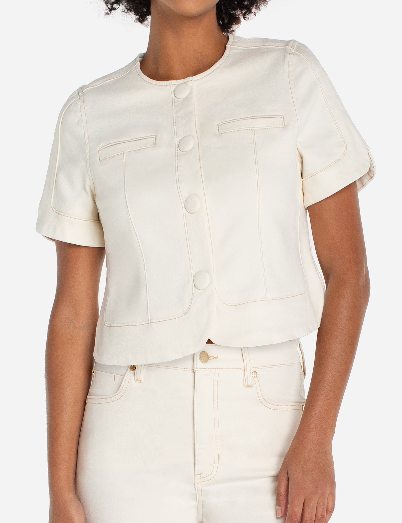 Classy Ivory Button Front Jacket - FINAL SALE