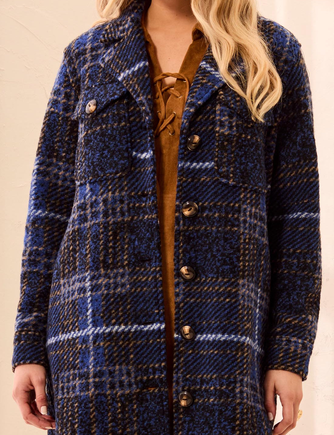 Electric Blue Plaid Shacket by Tribal