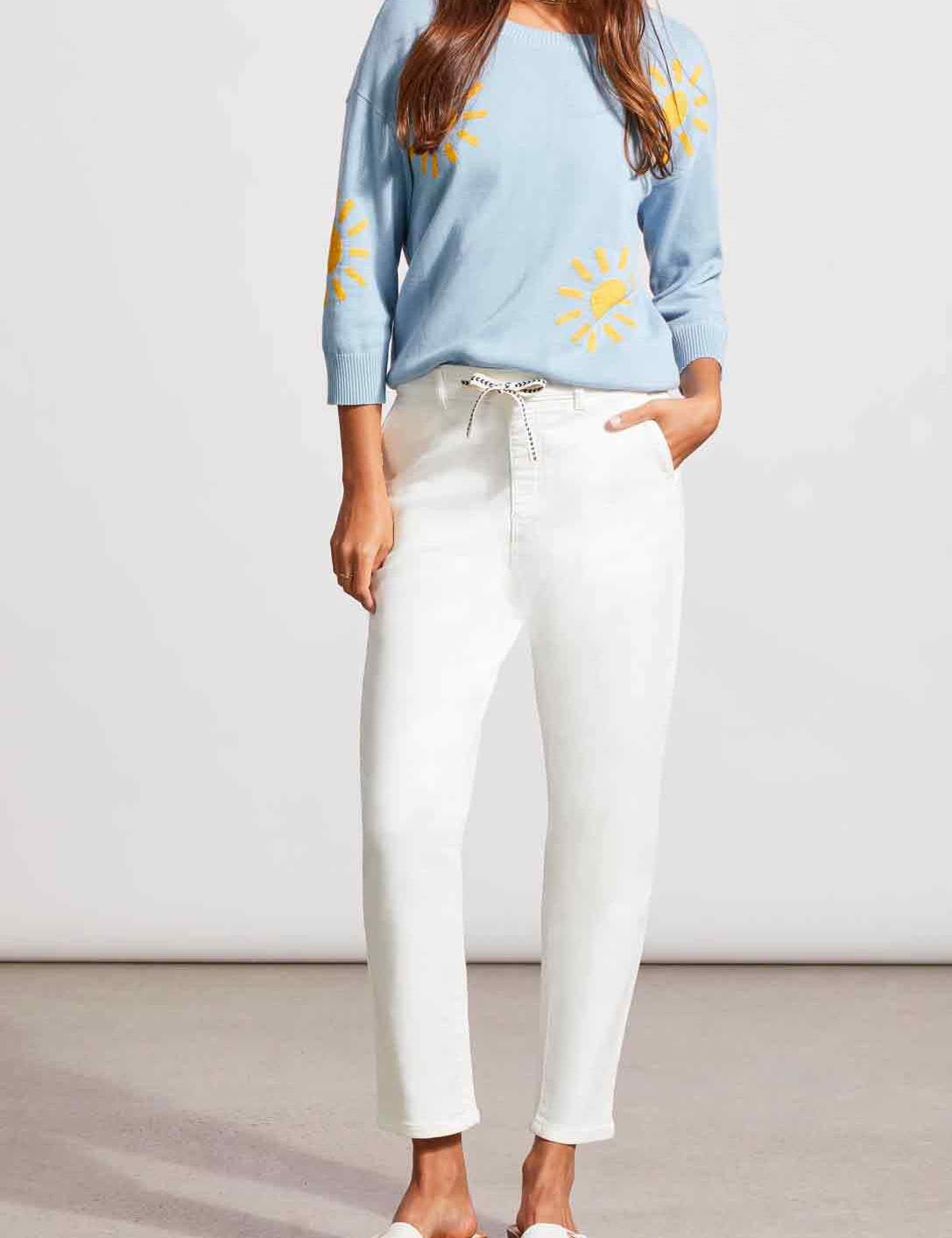 Audrey Drawcord Jogger in White - FINAL SALE