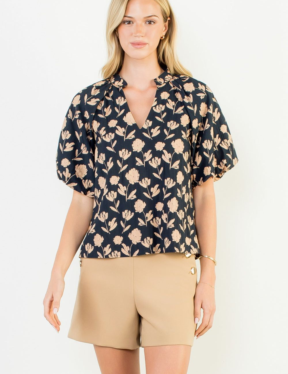 THML Black Floral Blouse