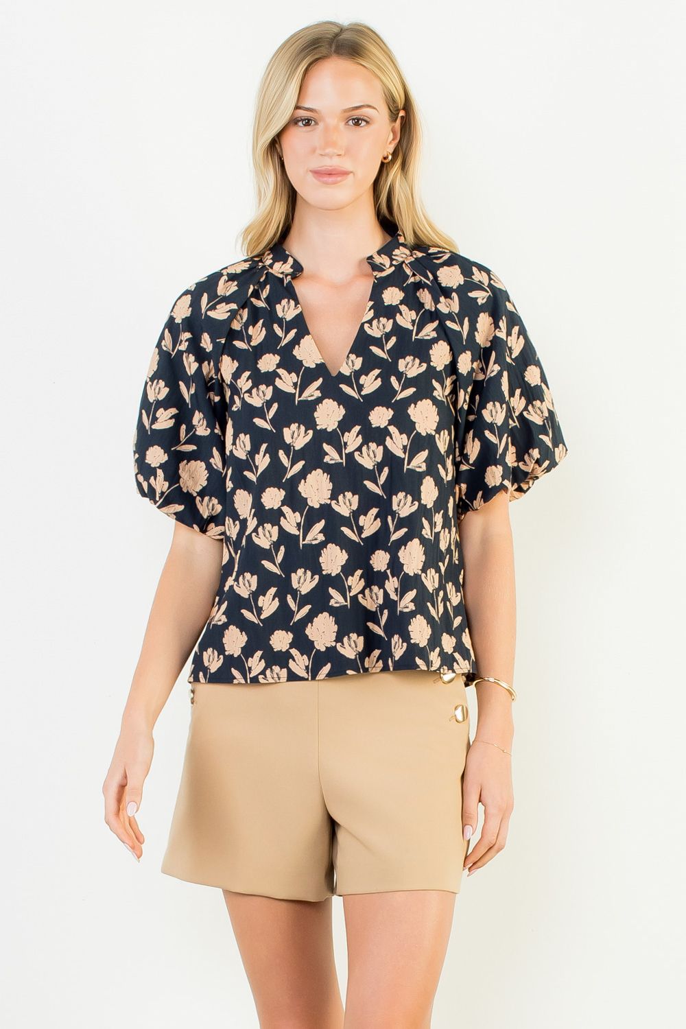 THML Black Floral Blouse