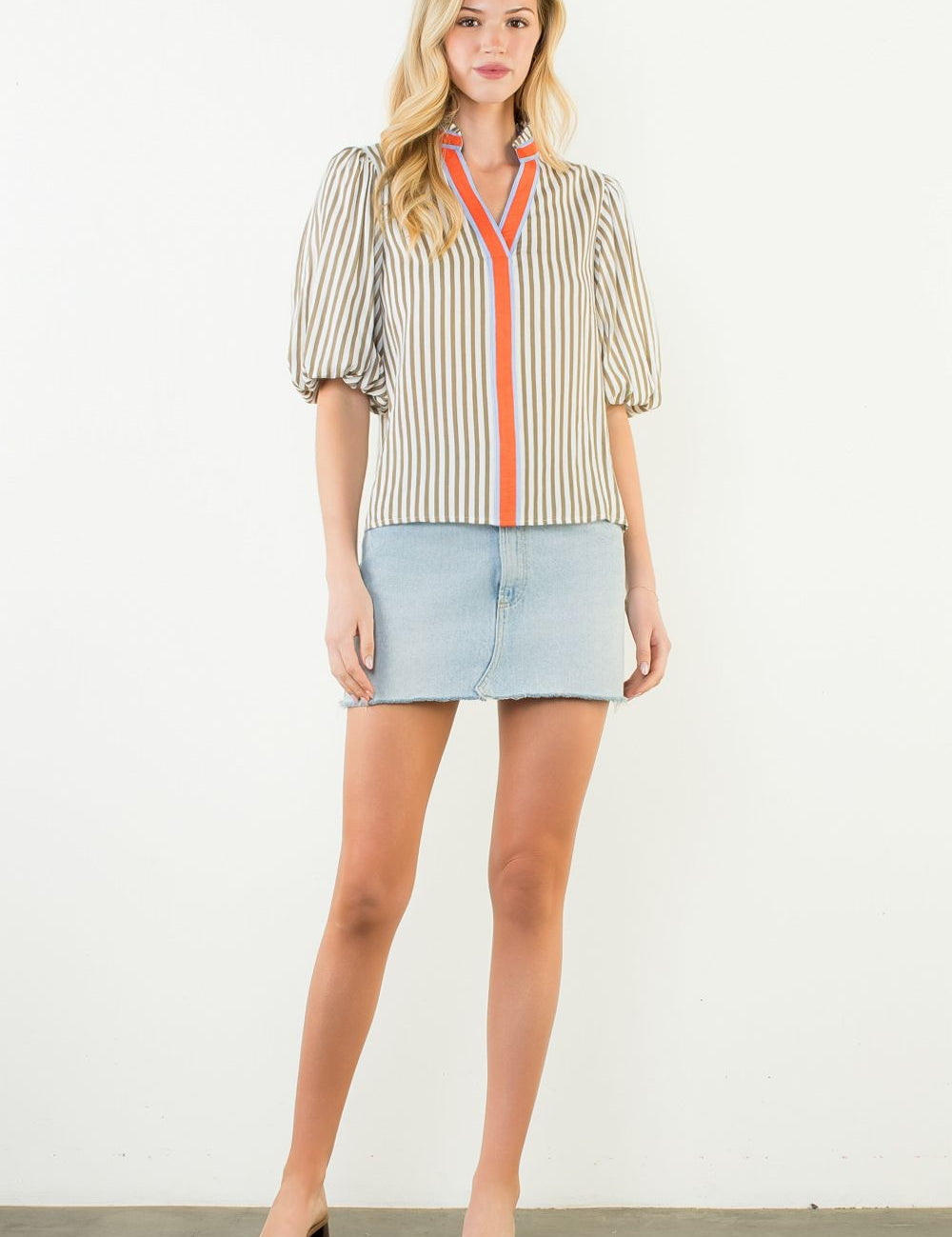 Erin Striped Puff Sleeve Blouse by THML - FINAL SALE