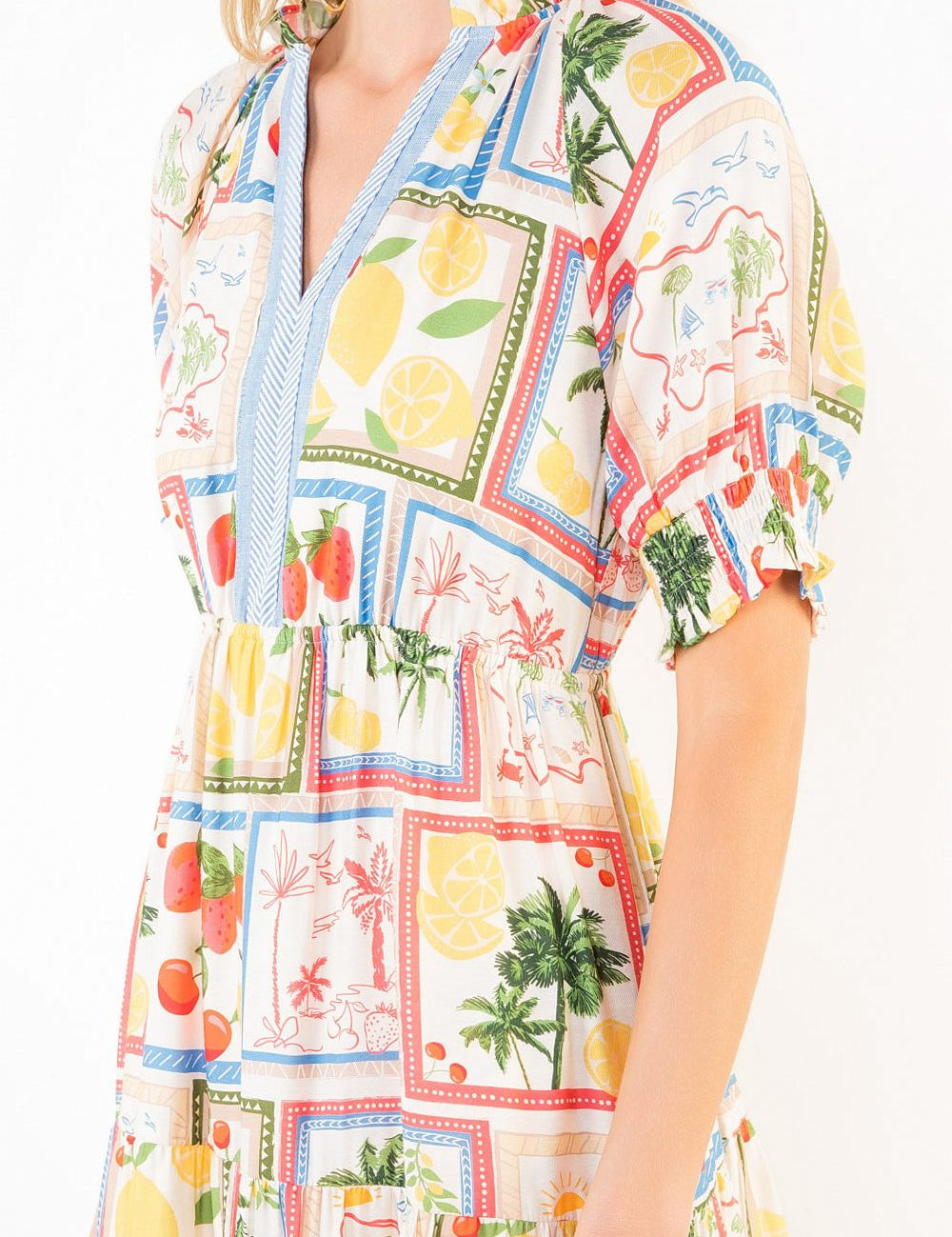 THML Fruit Print Midi Dress - Ivory Multi