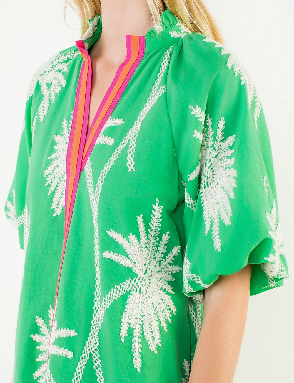 Luna Green Embroidered Mini Dress
