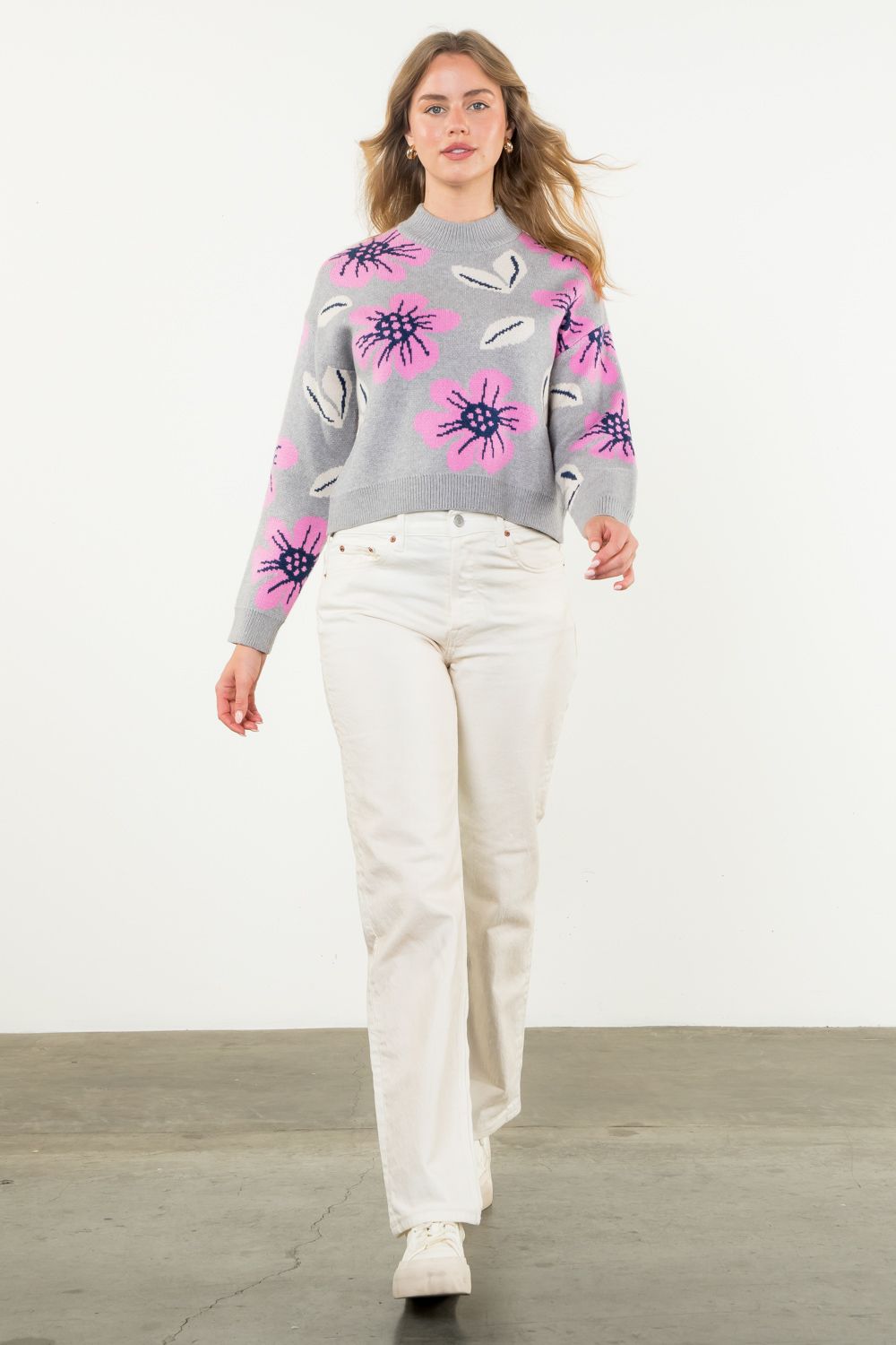 Junie Floral Knit Sweater by THML