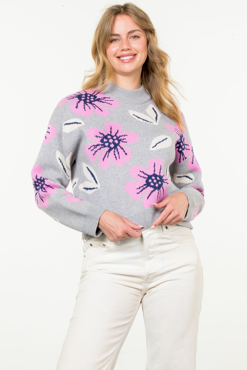 Junie Floral Knit Sweater by THML