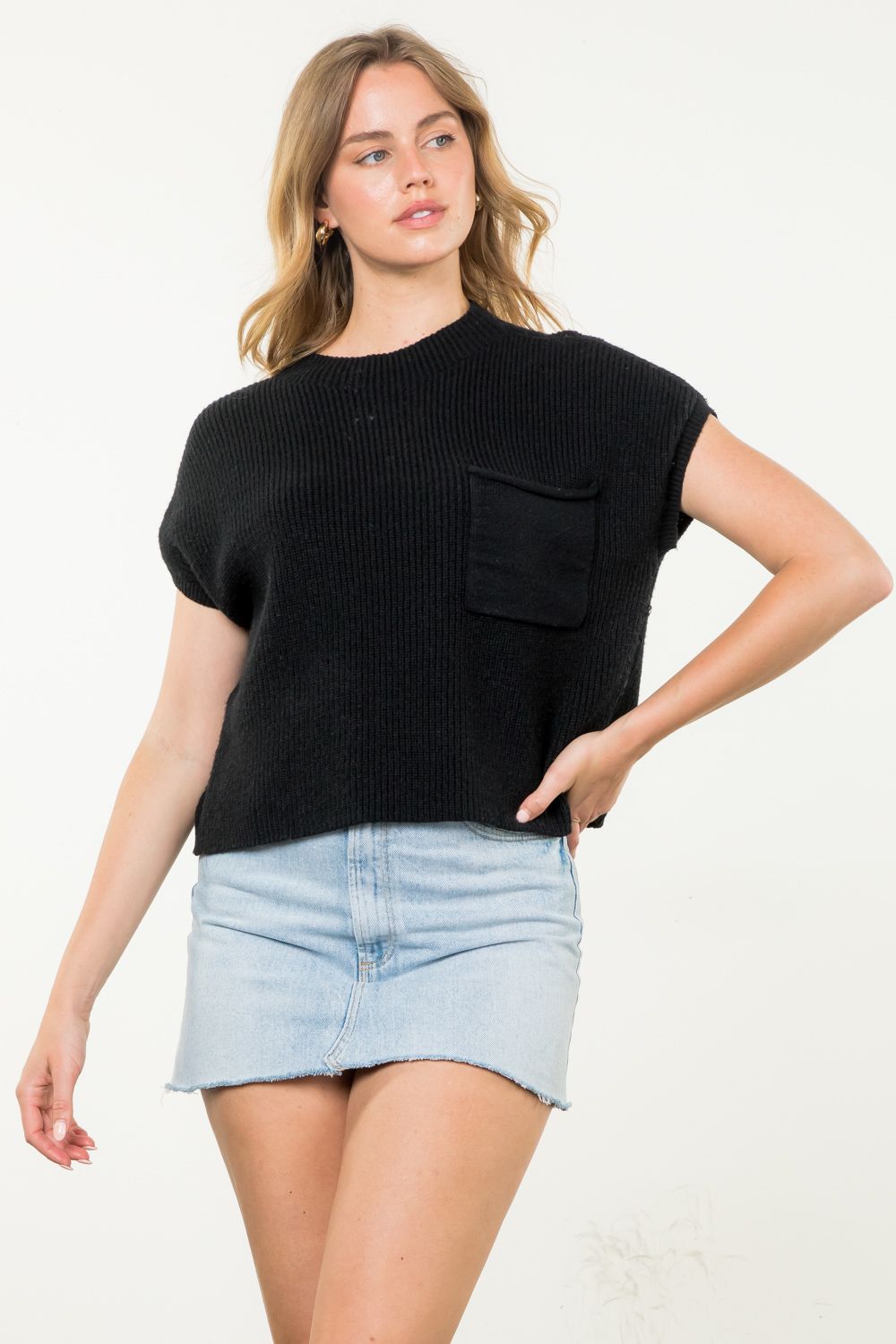 Jeanne Short Sleeve Knit Sweater by THML