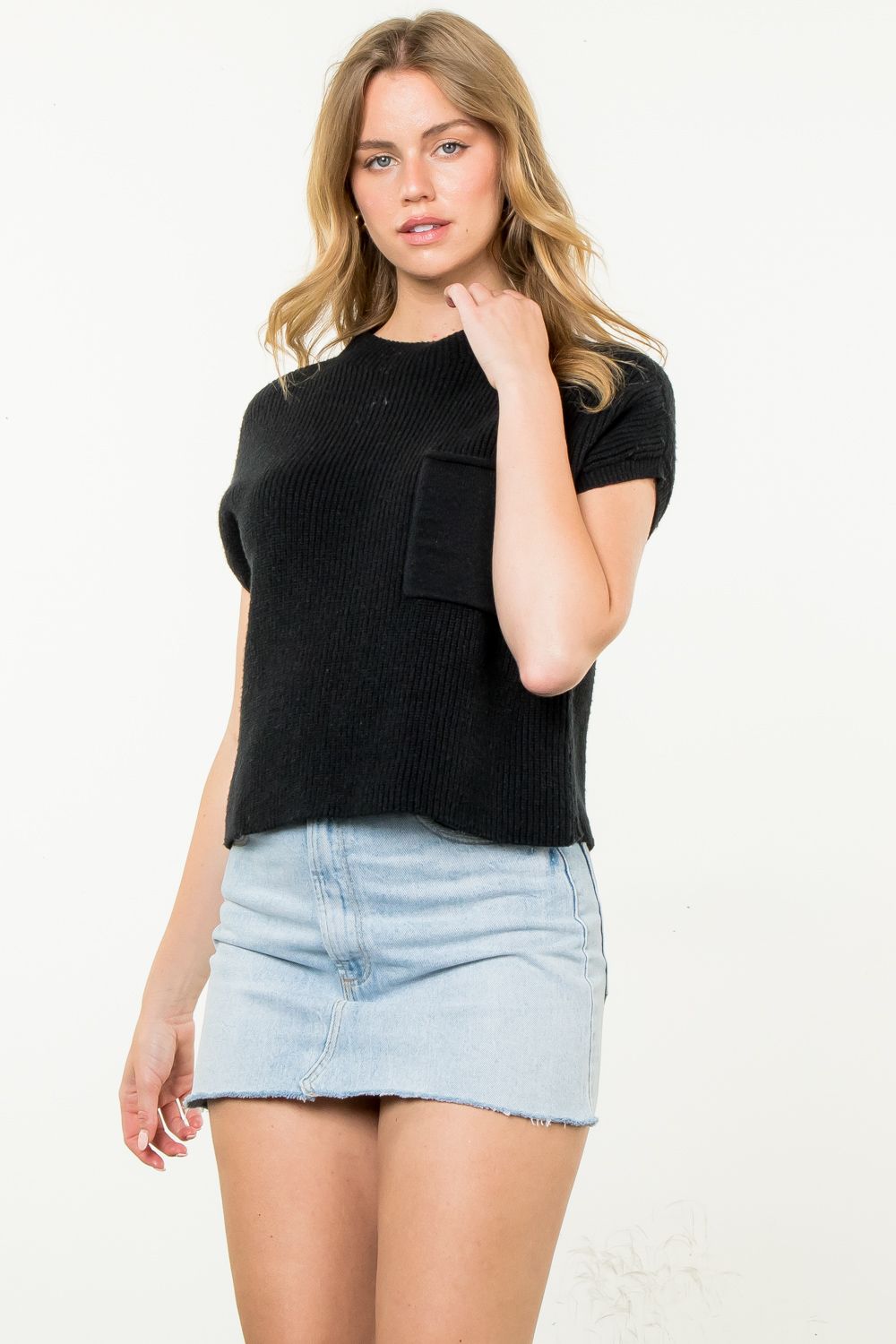 Jeanne Short Sleeve Knit Sweater by THML