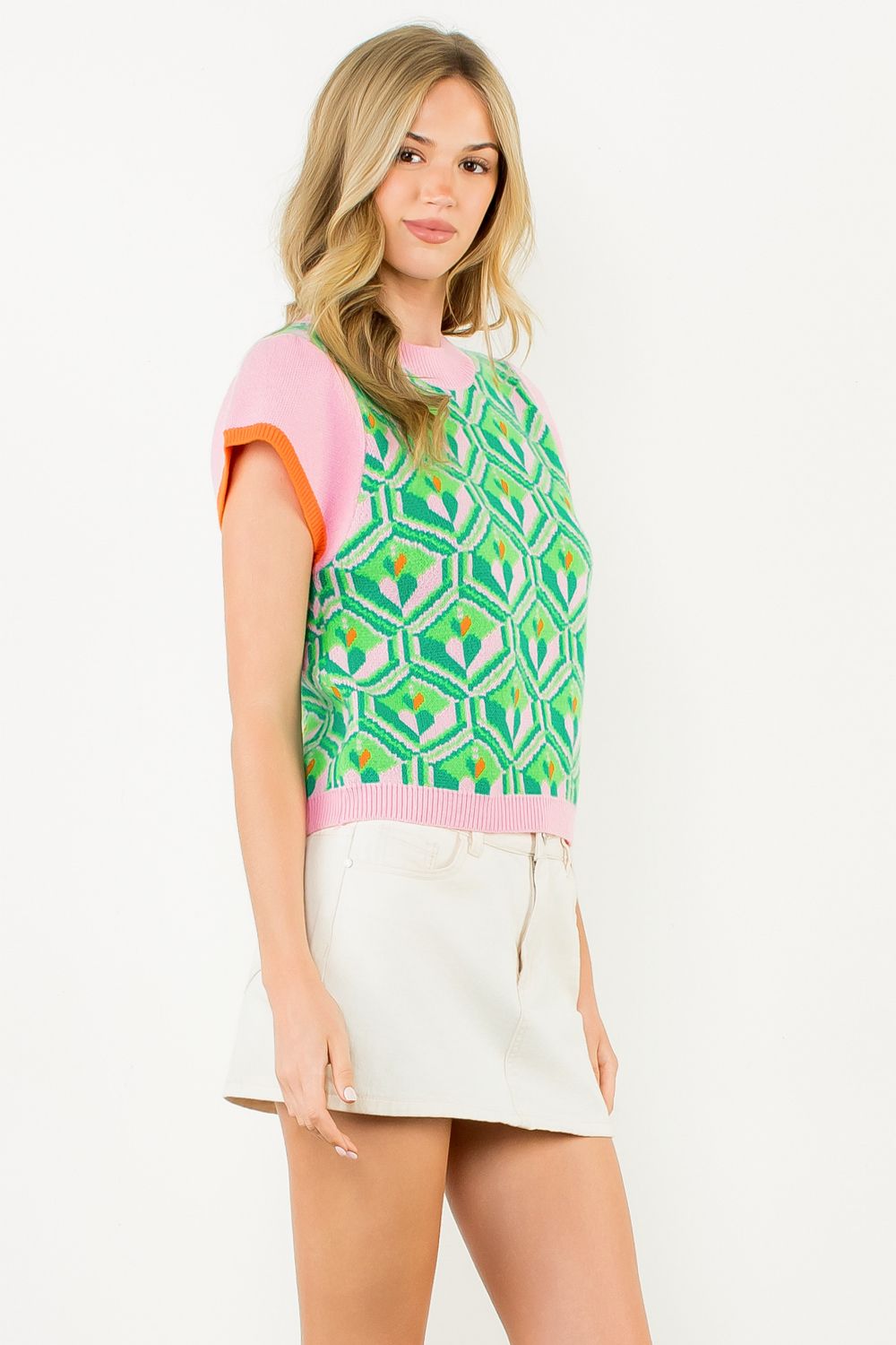 Cap Sleeve Heart Sweater by THML