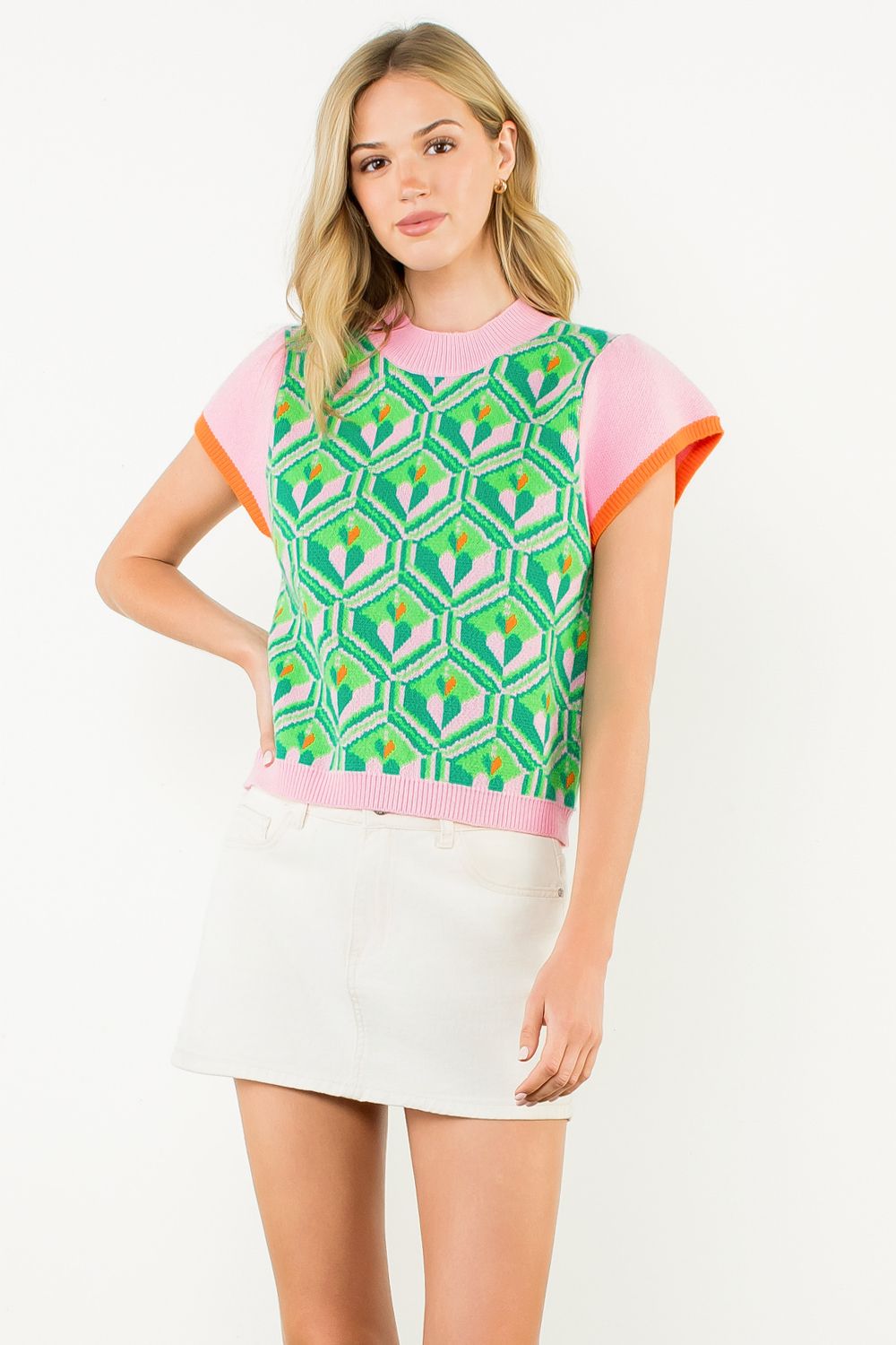 Cap Sleeve Heart Sweater by THML