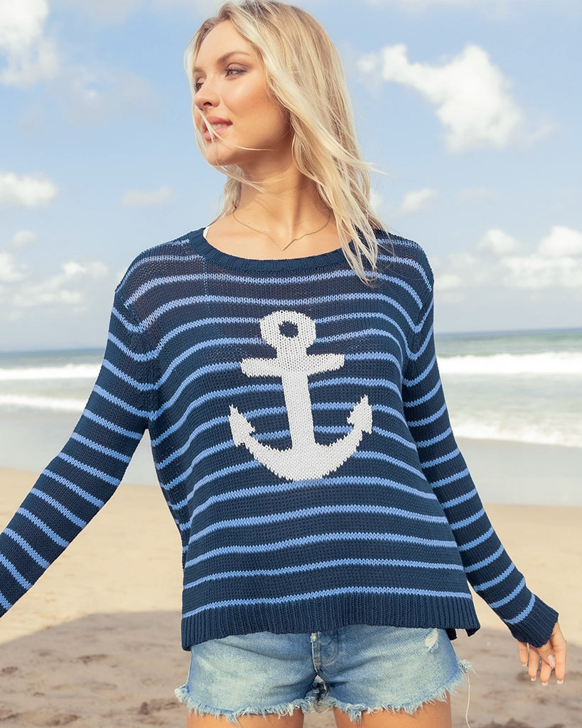 Striped Anchor Knit Sweater by Wooden Ships